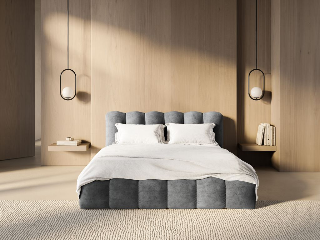 
Design Polsterbett „Lupine“ mit Ablagefach - Chenille Platinum - Liegefläche 160 x 200 cm