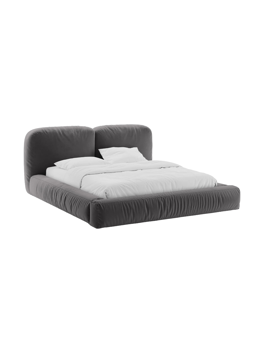
Designer upholstered bed "Martina" with storage compartment, velvet grey - 140 x 200 cm