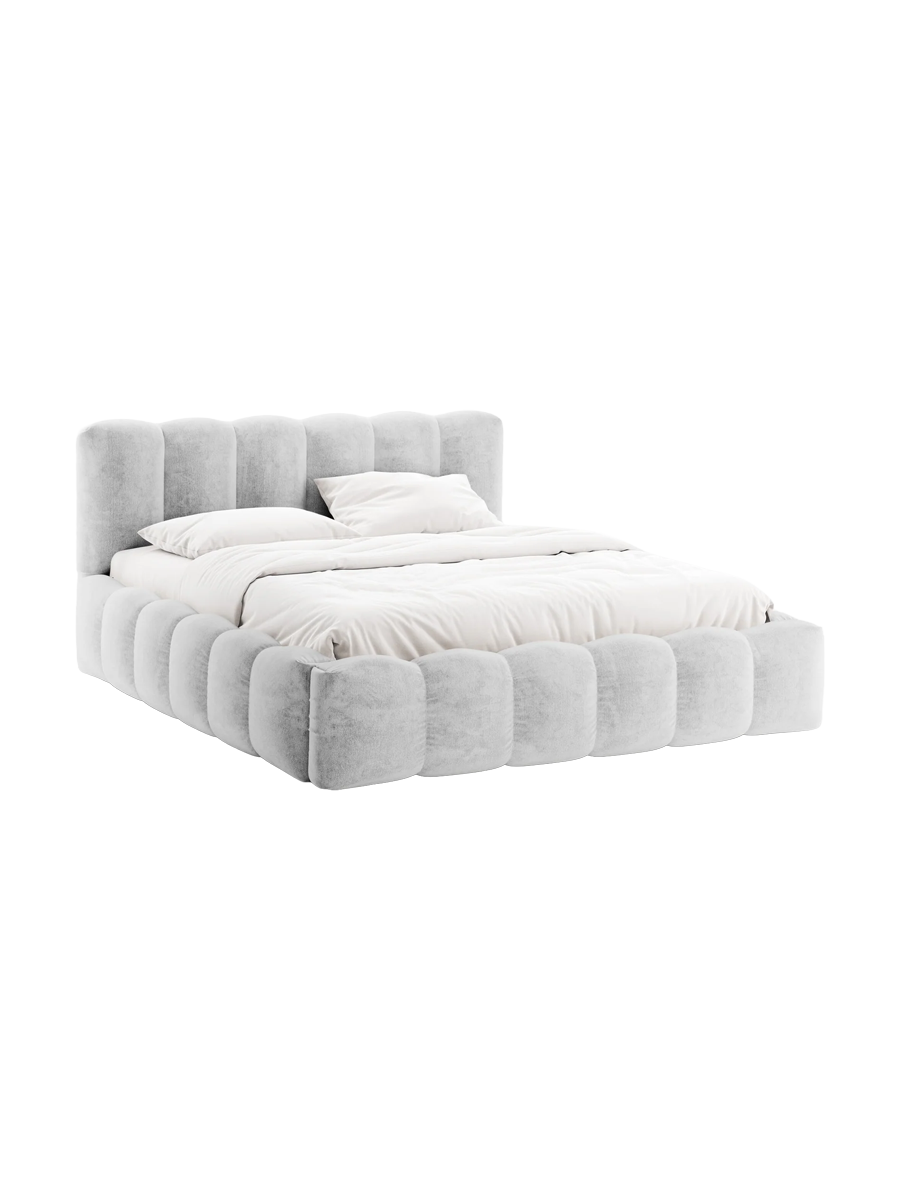 
Design Polsterbett „Lupine“ mit Ablagefach - Chenille Silver - Liegefläche 200 x 200 cm