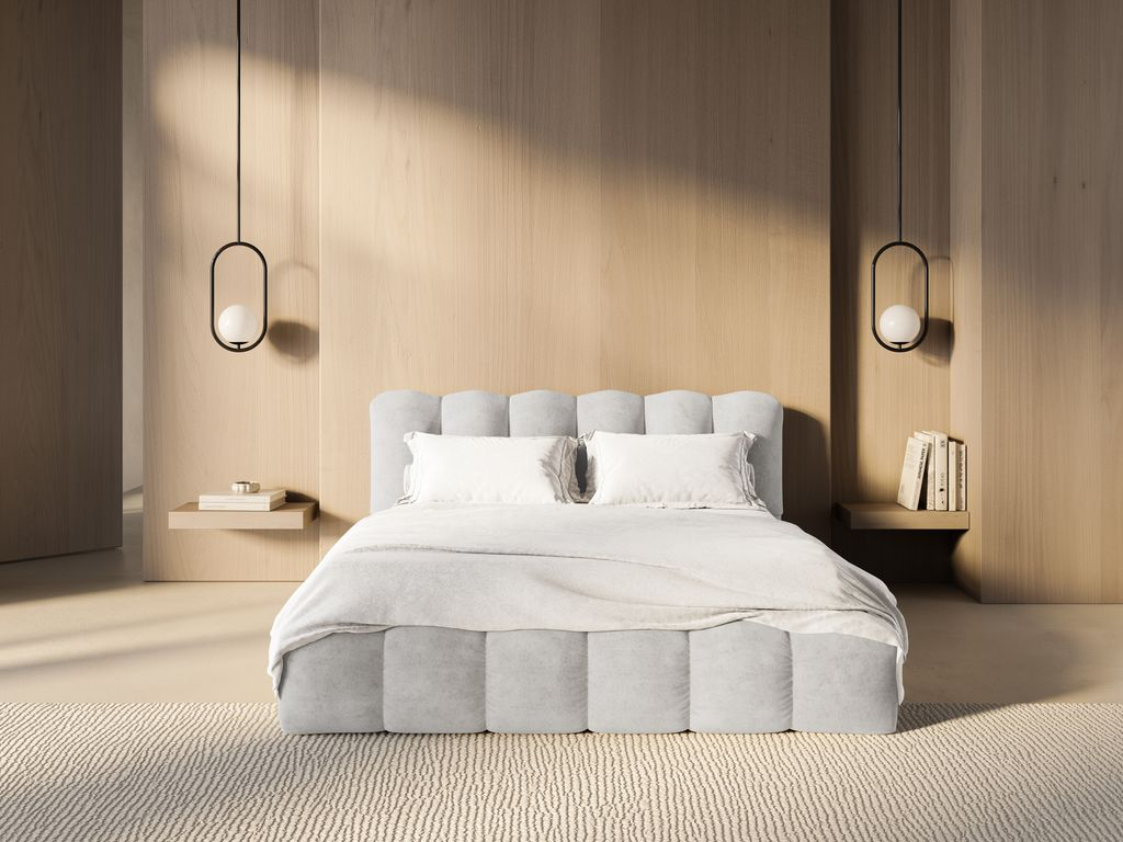 
Design Polsterbett „Lupine“ mit Ablagefach - Chenille Silver - Liegefläche 200 x 200 cm