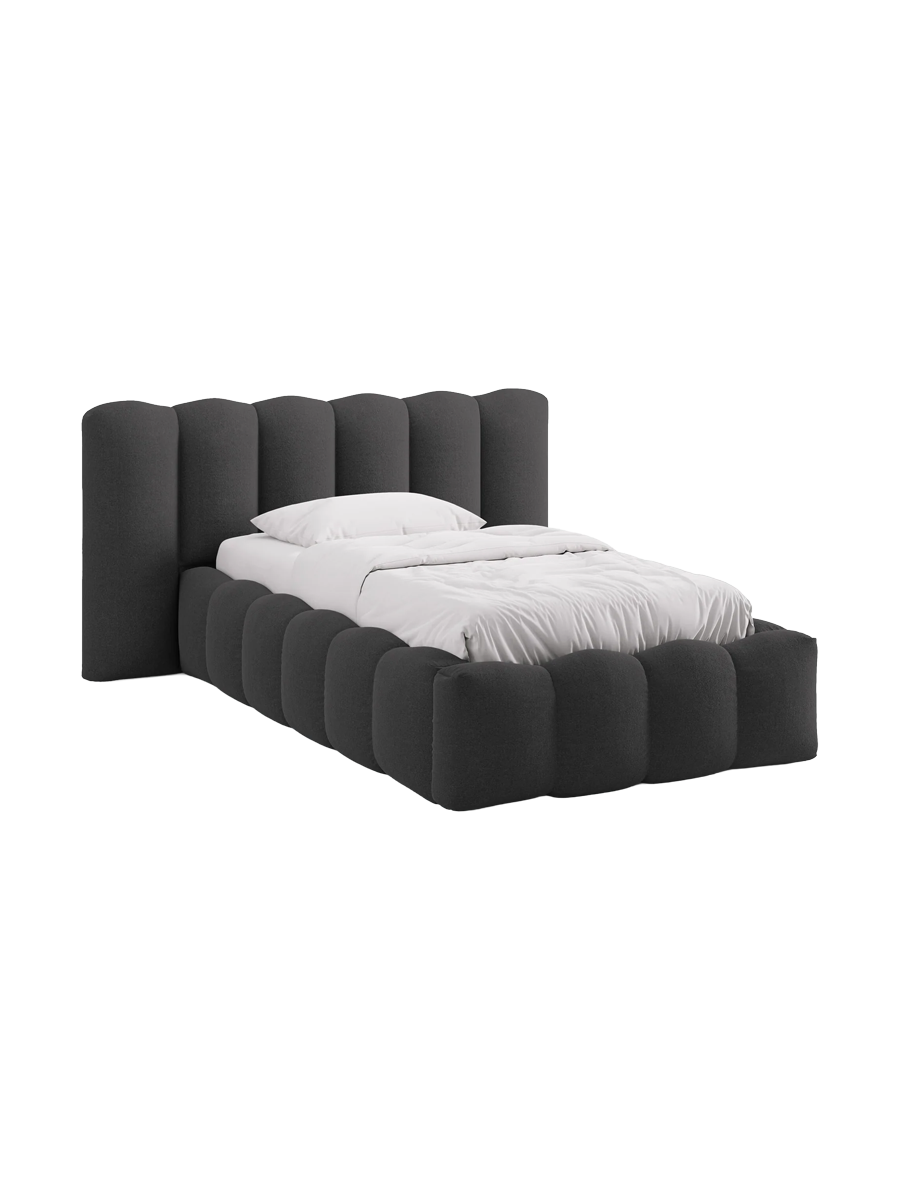 
"Lupine" designer upholstered bed with storage compartment - Structured fabric anthracite