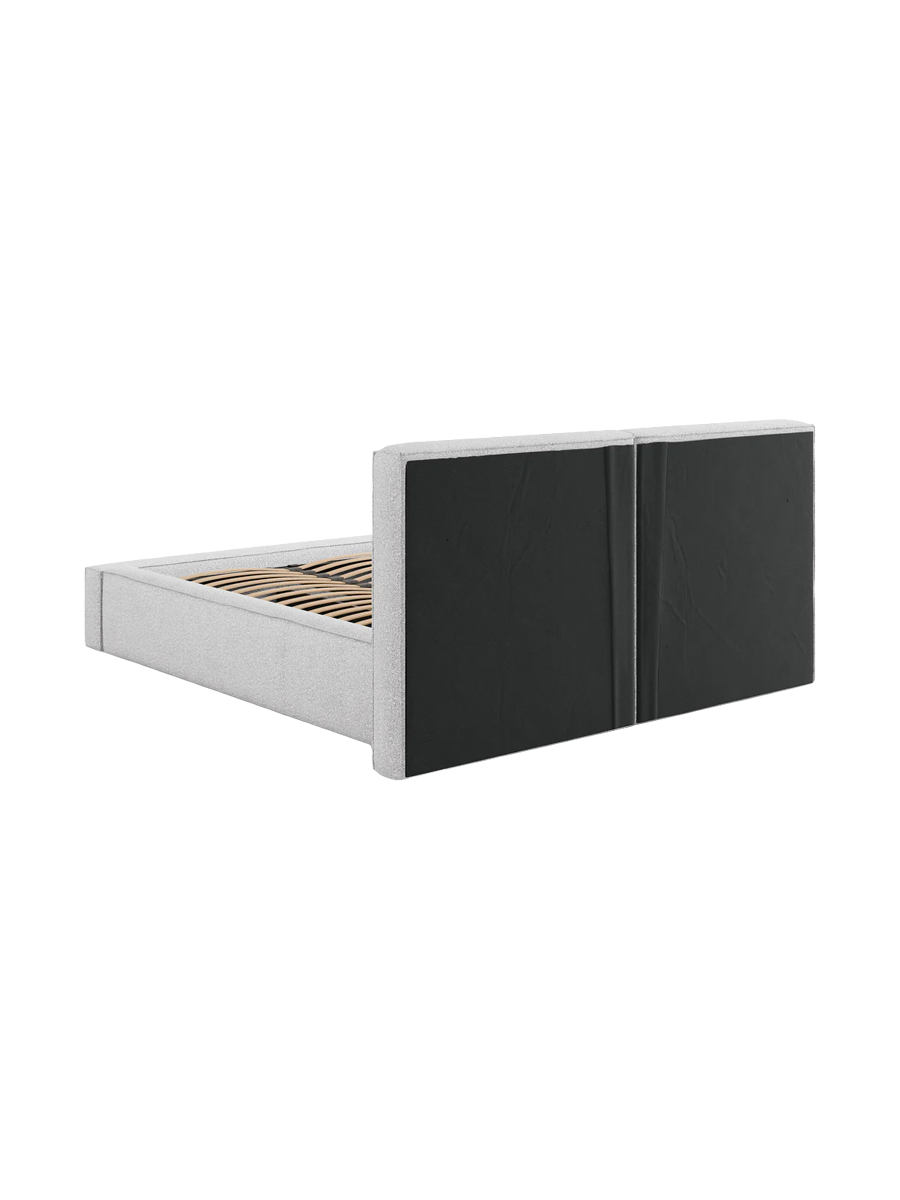 
Letto imbottito di design “Jodie” con vano portaoggetti - bouclé grigio chiaro - Superficie di riposo 200 x 200 cm