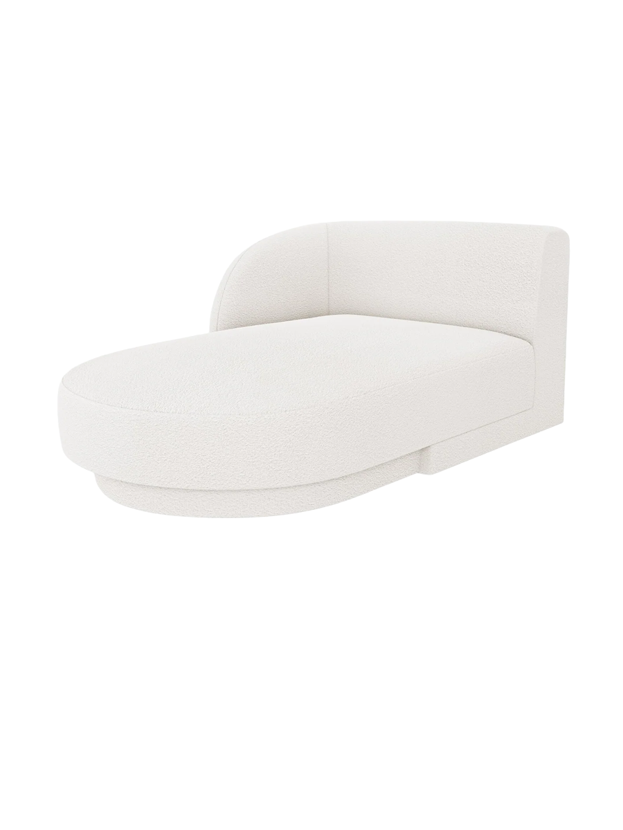 
Chaiselongue modulaire « Miley » - Bouclé blanc / Accoudoir gauche