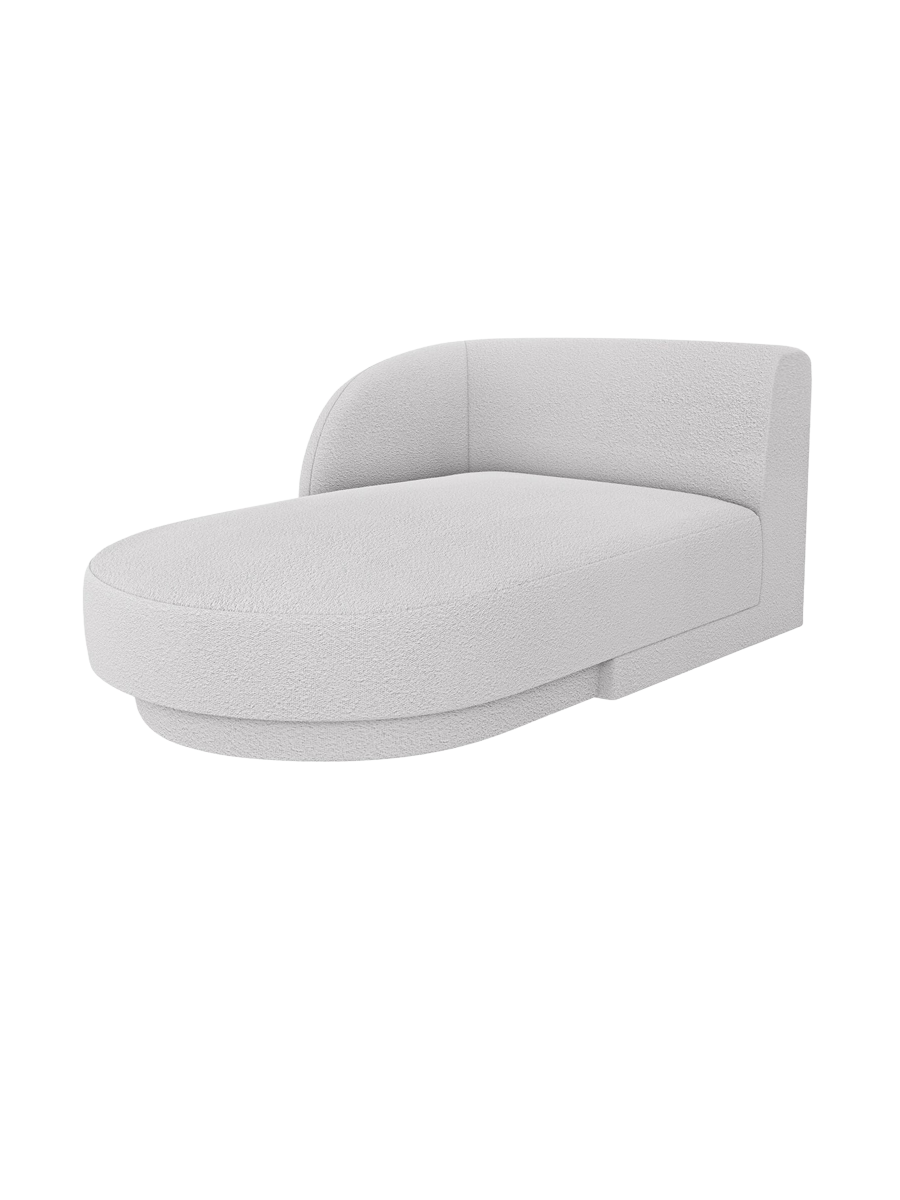 
Chaiselongue modulaire « Miley » - Bouclé gris clair / Accoudoir gauche