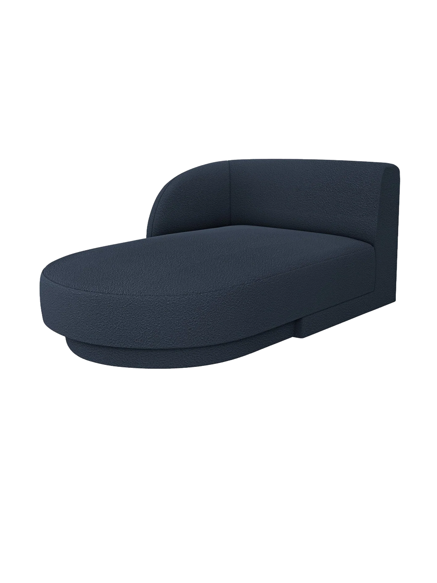 
Chaiselongue modulaire « Miley » - Bouclé bleu foncé / Accoudoir gauche