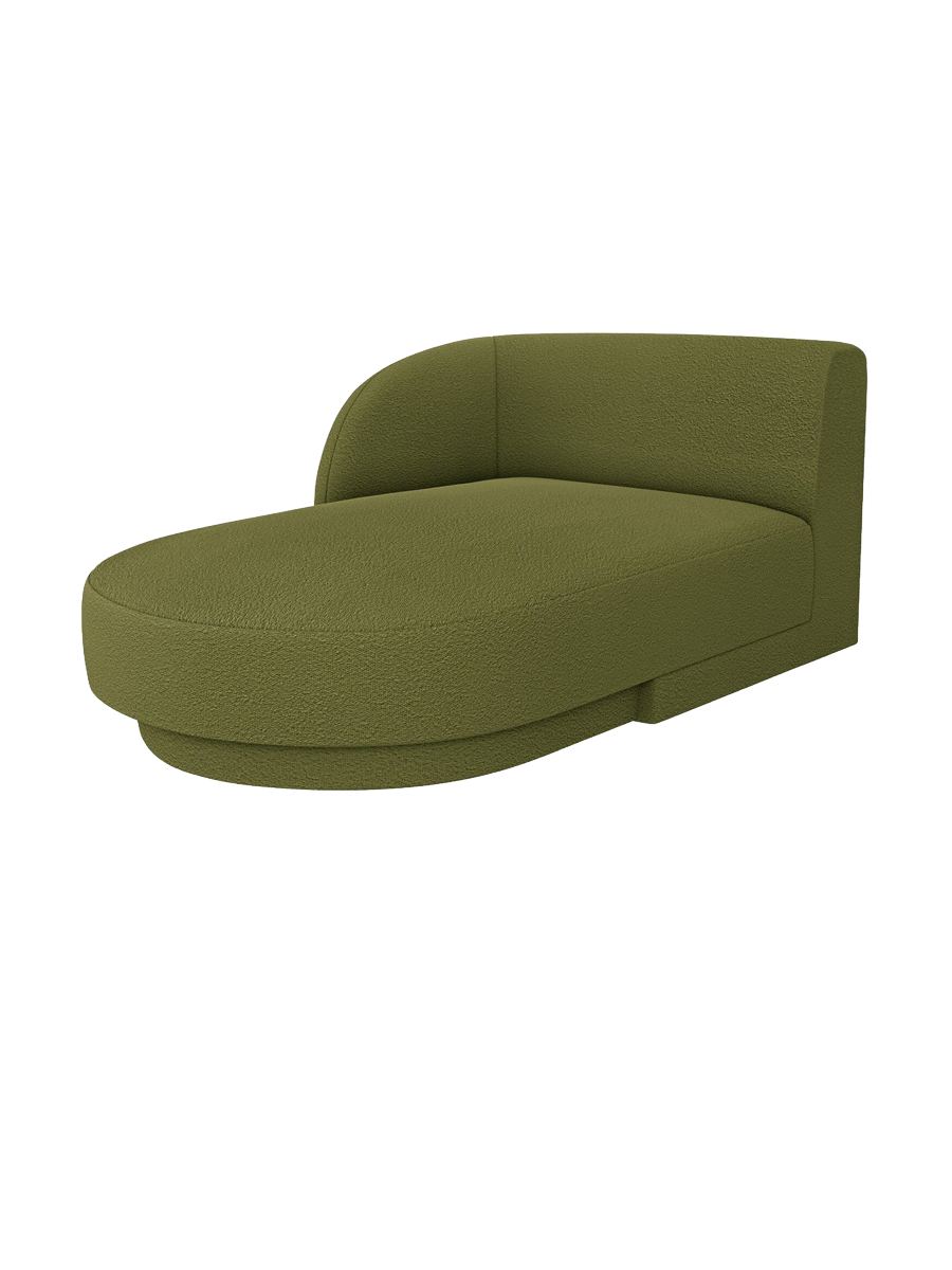 
Chaiselongue modulaire « Miley » - Bouclé Vert Olive / Accoudoir gauche