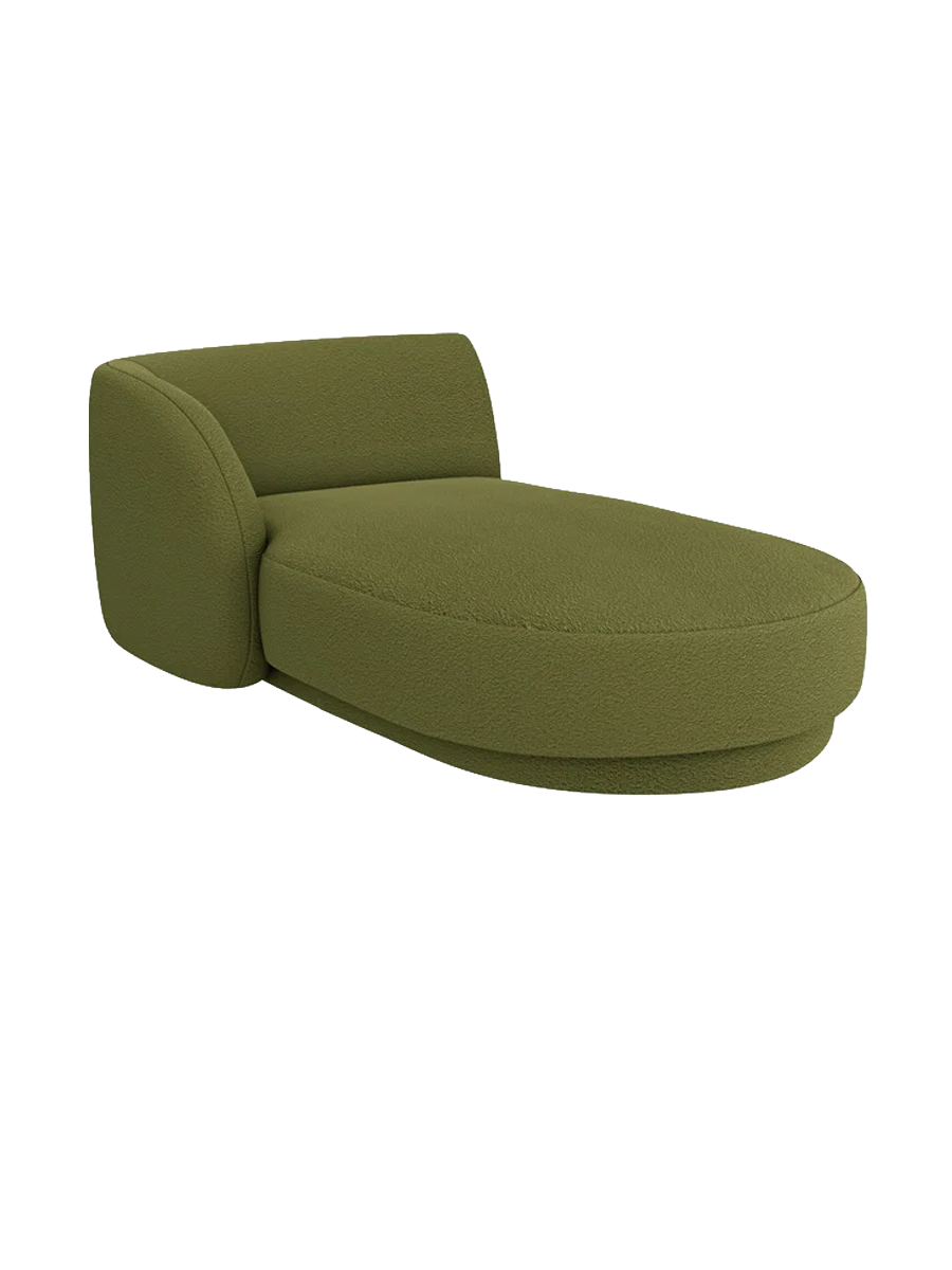 
Chaiselongue modulaire « Miley » - Bouclé Vert Olive / Accoudoir gauche
