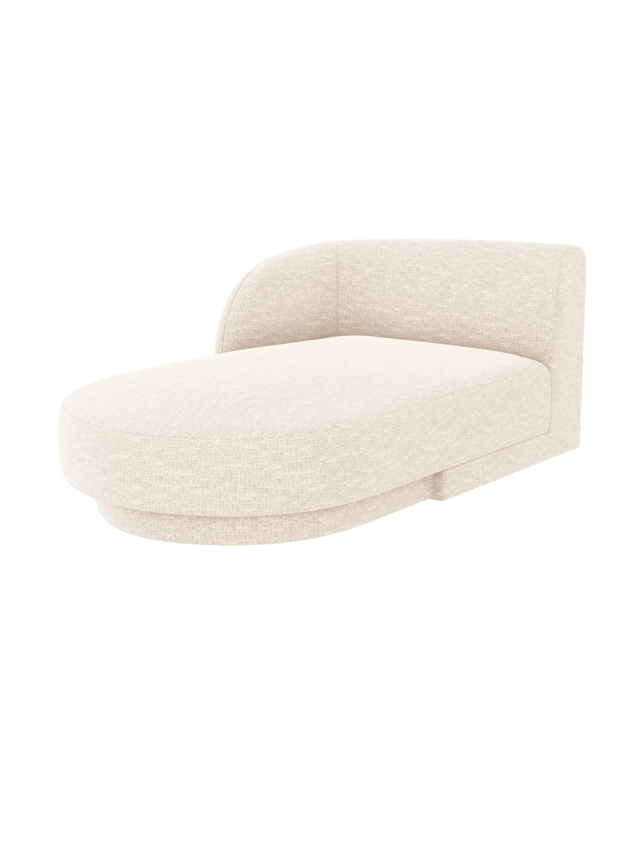 
Chaiselongue modulaire « Miley » - Chenille Beige Clair / Accoudoir gauche