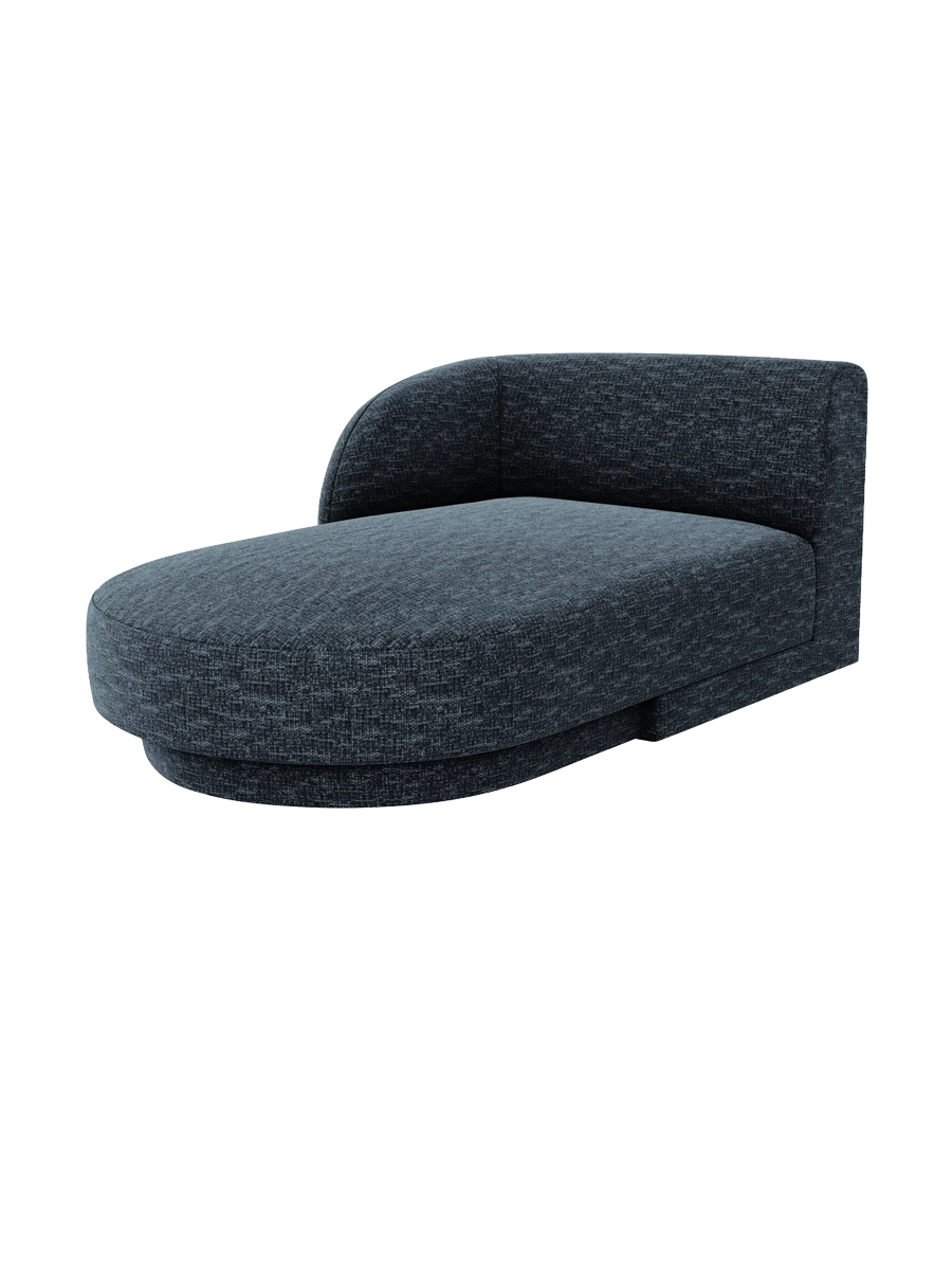
Chaiselongue modulaire « Miley » - Chenille bleu foncé / Accoudoir gauche