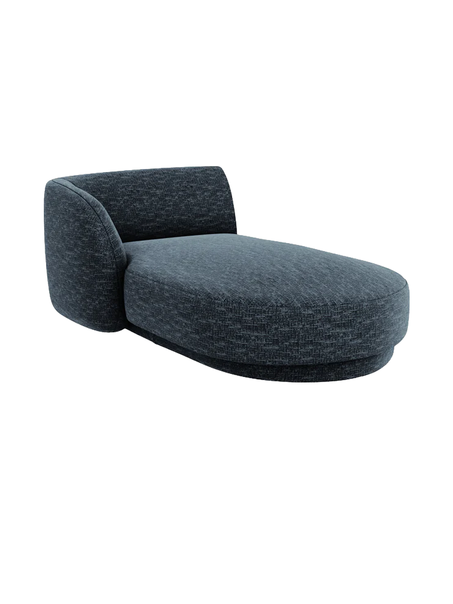 
Chaiselongue modulaire « Miley » - Chenille bleu foncé / Accoudoir gauche