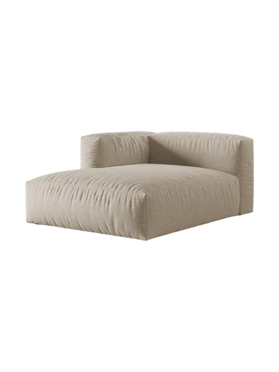 
Modular Design Chaise Longue "Martina" - Structured Fabric Light Beige / Left armrest