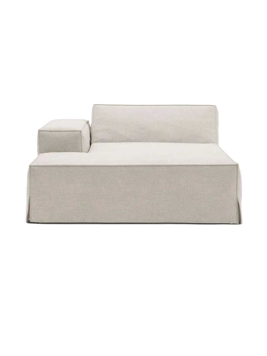 
Chaiselongue modulable « Jodie » avec revêtement déhoussable - Naturel / Accoudoir gauche