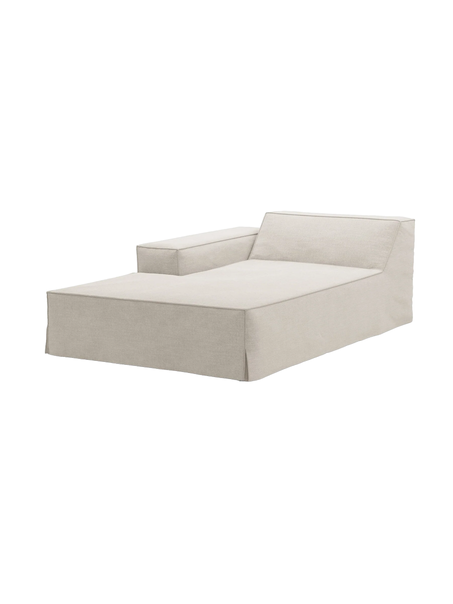 
Chaiselongue modulable « Jodie » avec revêtement déhoussable - Naturel / Accoudoir gauche
