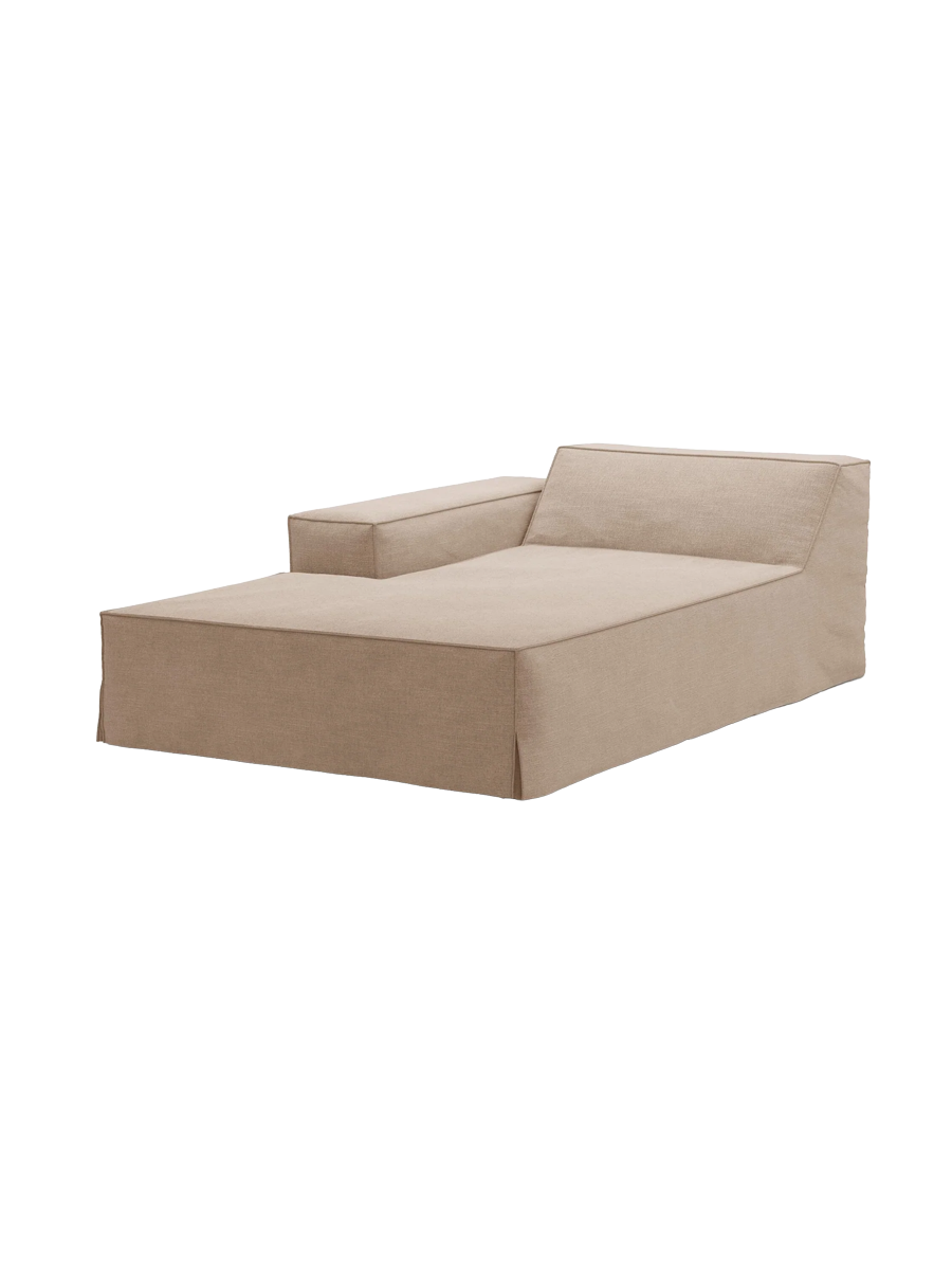 
Chaiselongue modulable « Jodie » avec revêtement déhoussable - Sable / Accoudoir gauche