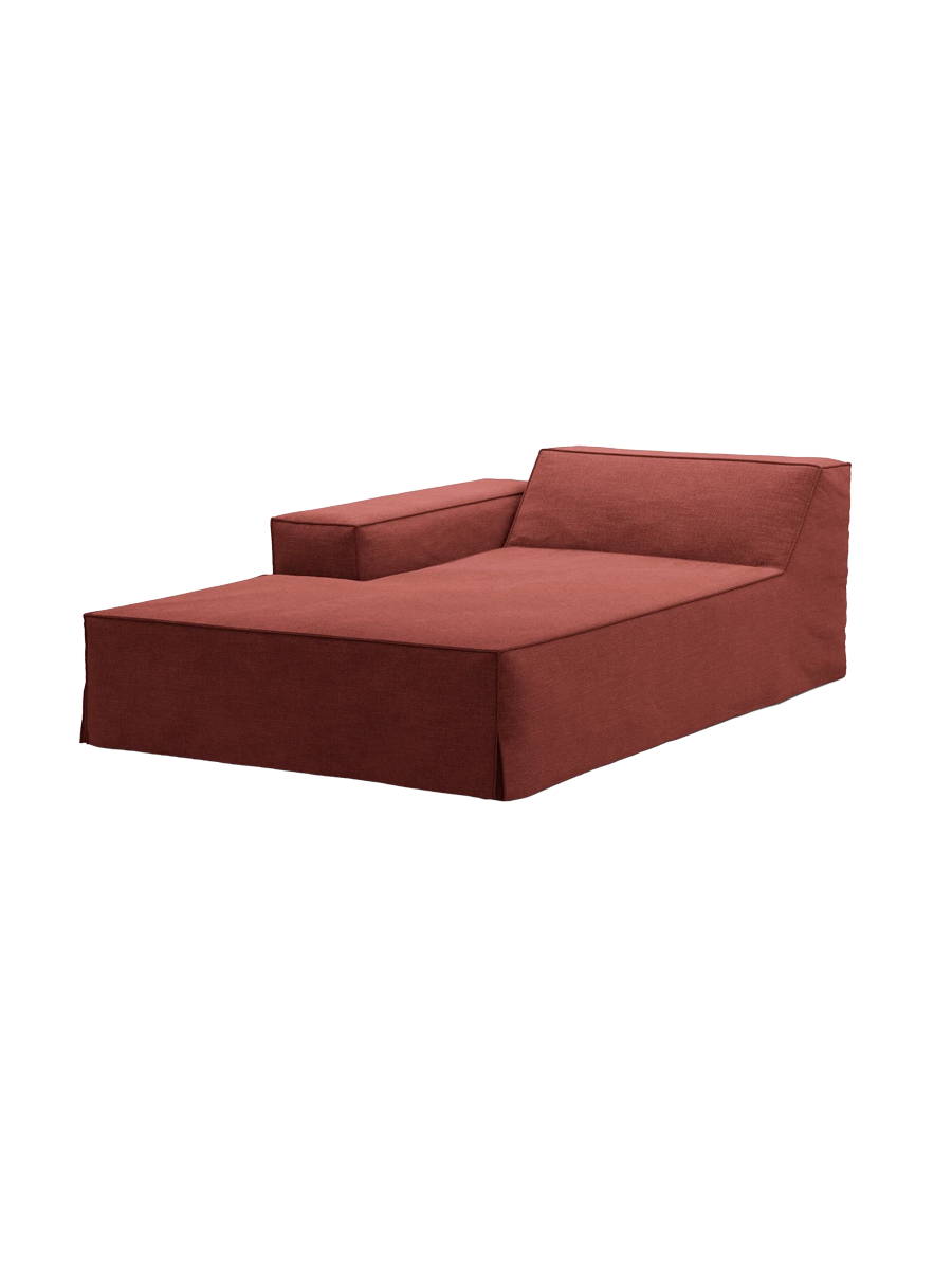 
Chaiselongue modulable « Jodie » avec revêtement déhoussable - Rouge cerise / Accoudoir gauche