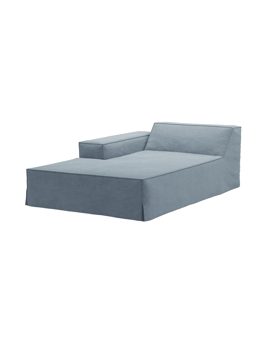 
Chaiselongue modulable « Jodie » avec revêtement déhoussable - Bleu clair / Accoudoir gauche