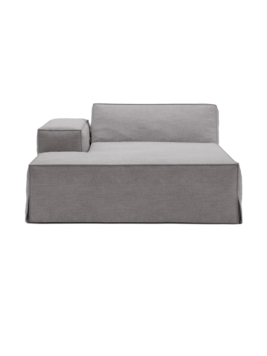 
Chaiselongue modulable « Jodie » avec revêtement déhoussable - Gris / Accoudoir gauche