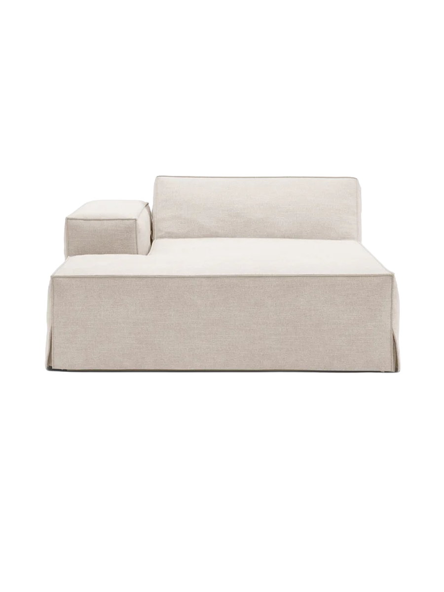 
Chaiselongue modulable « Jodie » avec revêtement déhoussable - Beige / Accoudoir gauche