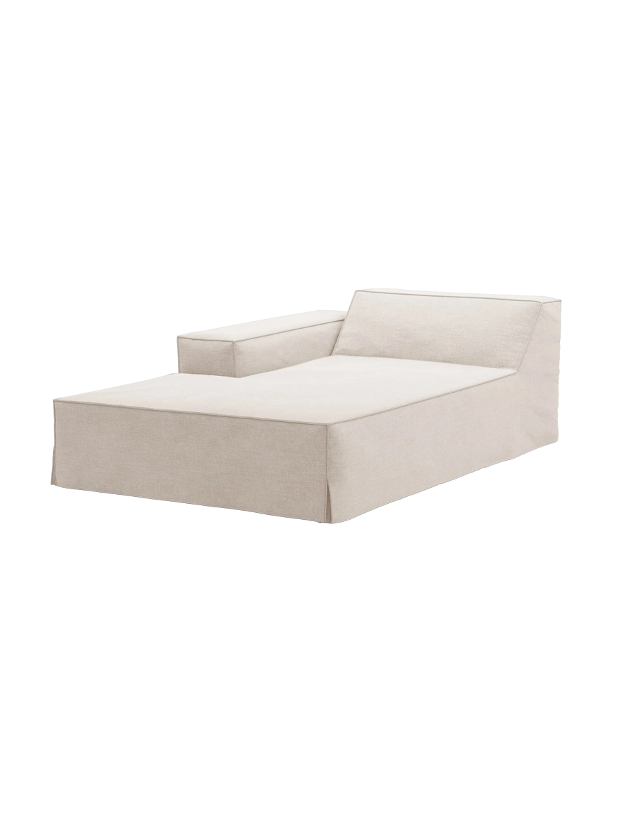 
Chaiselongue modulable « Jodie » avec revêtement déhoussable - Beige / Accoudoir gauche