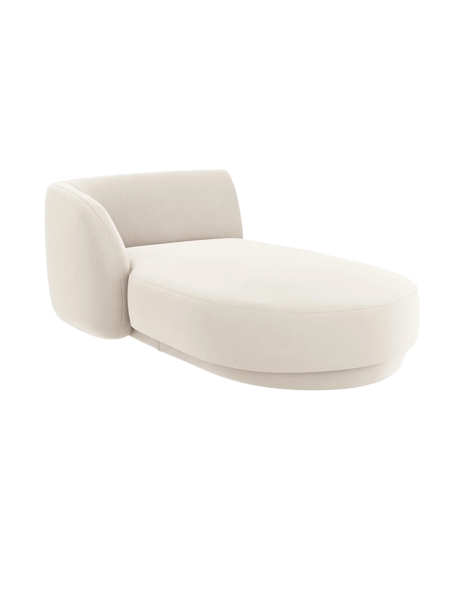 
Chaiselongue modulaire « Miley » - Velours beige clair / Accoudoir gauche