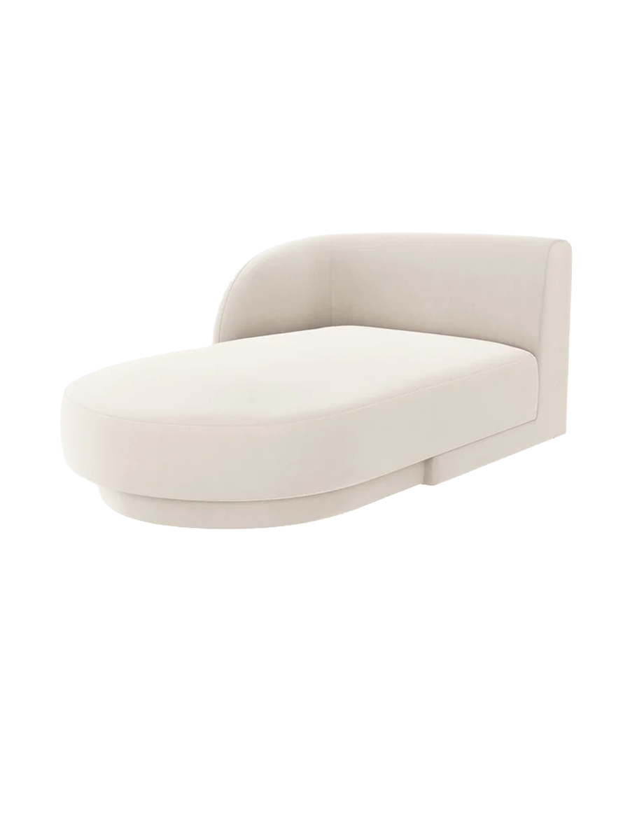 
Chaiselongue modulaire « Miley » - Velours beige clair / Accoudoir gauche