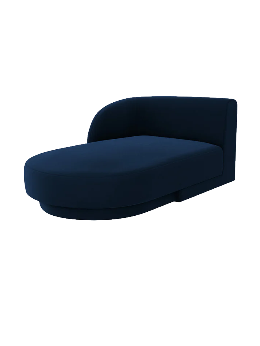 
Chaiselongue modulaire « Miley » - Velours bleu roi / Accoudoir gauche