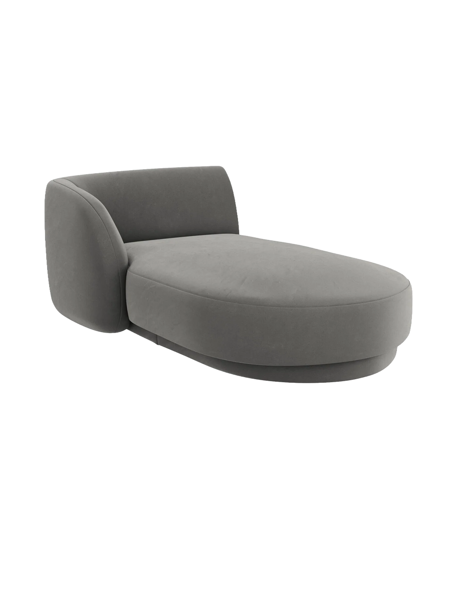 
Chaiselongue modulaire « Miley » - Velours gris clair / Accoudoir gauche