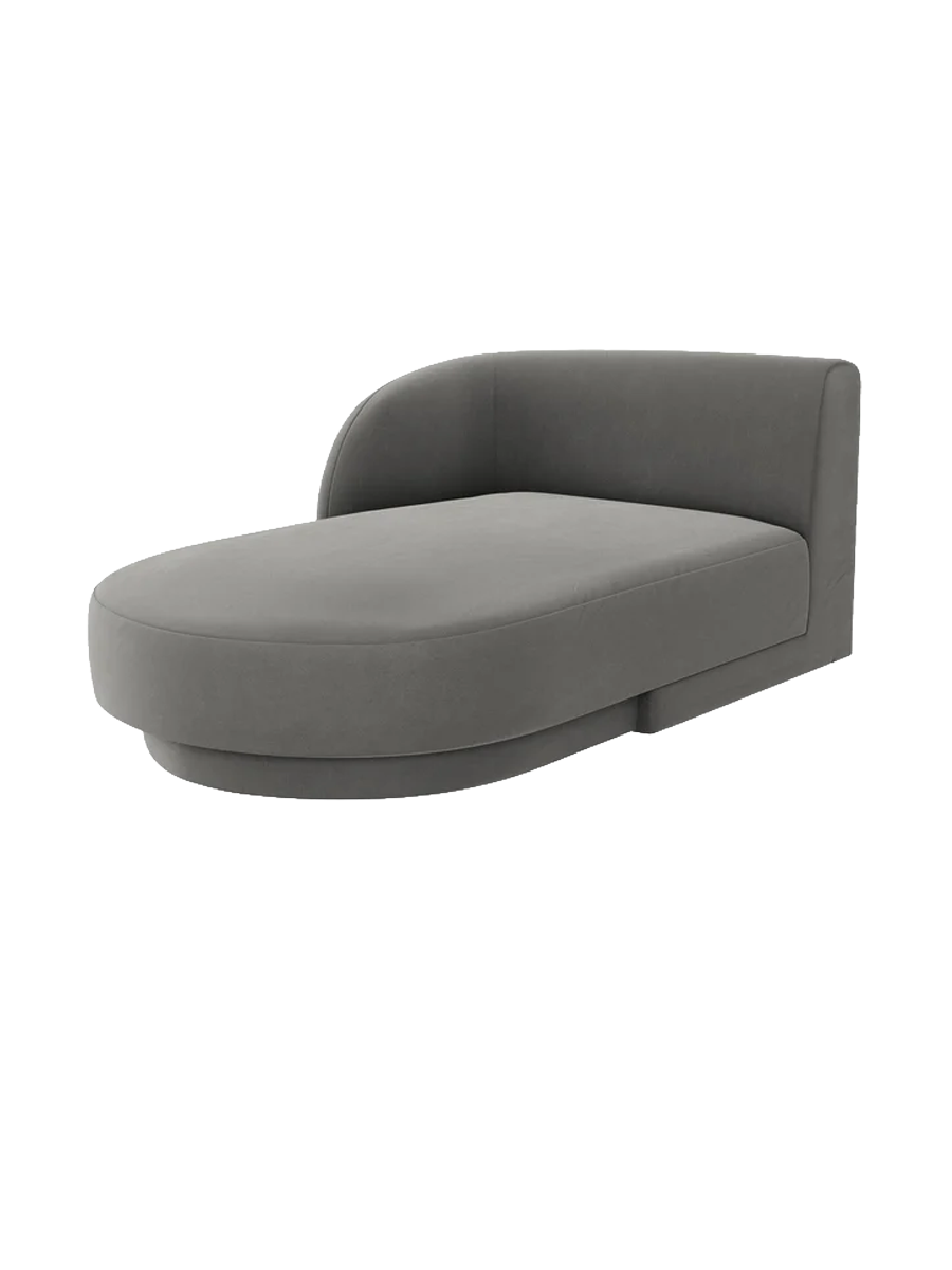 
Chaiselongue modulaire « Miley » - Velours gris clair / Accoudoir gauche