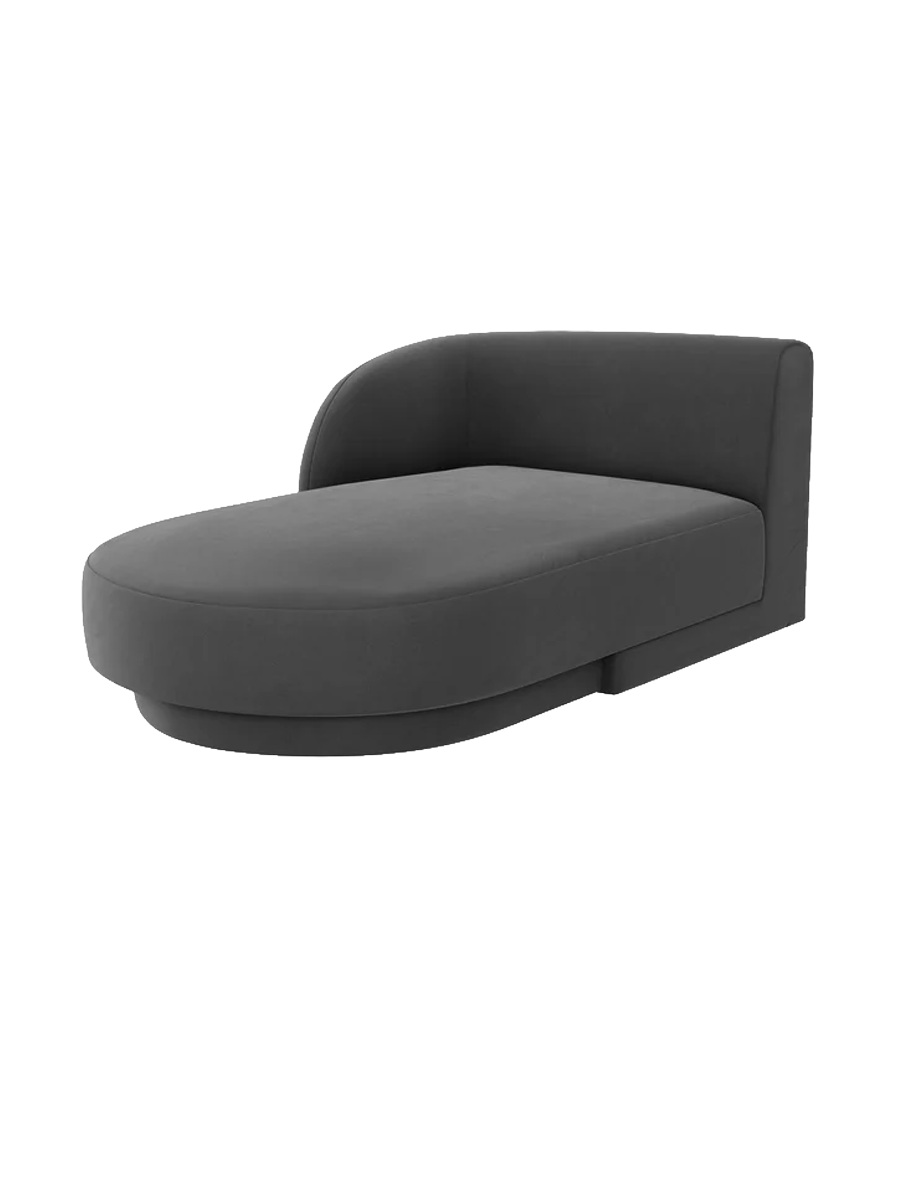 
Chaiselongue modulaire « Miley » - Velours Gris / Accoudoir gauche