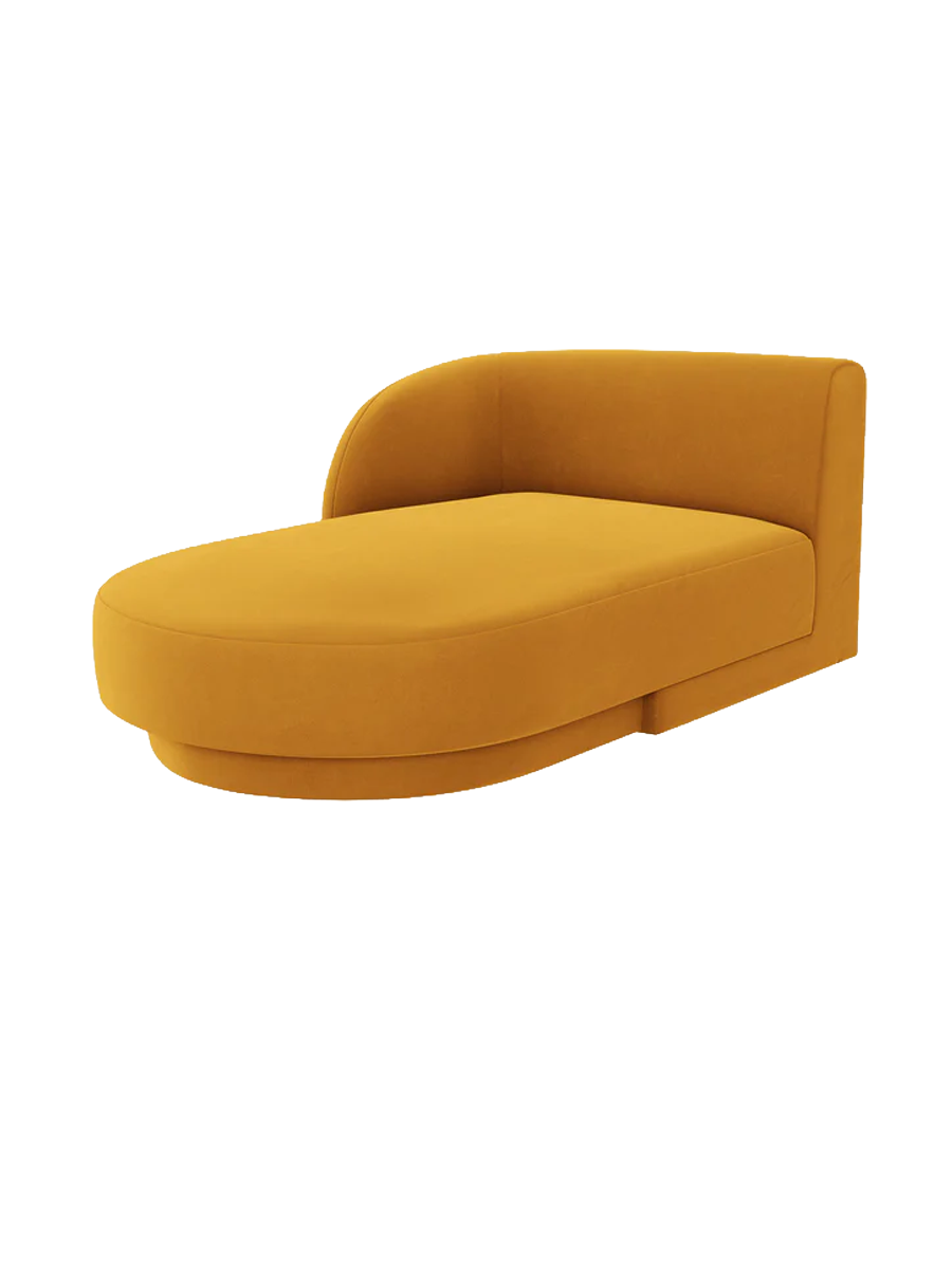 
Chaiselongue modulaire « Miley » - Velours moutarde / Accoudoir gauche