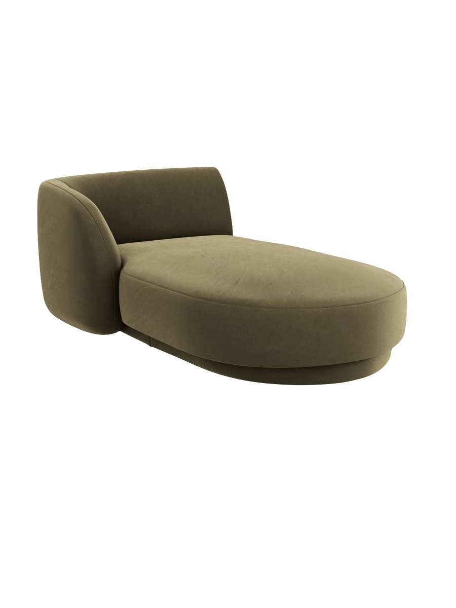 
Chaiselongue modulaire « Miley » - Velours vert / Accoudoir gauche