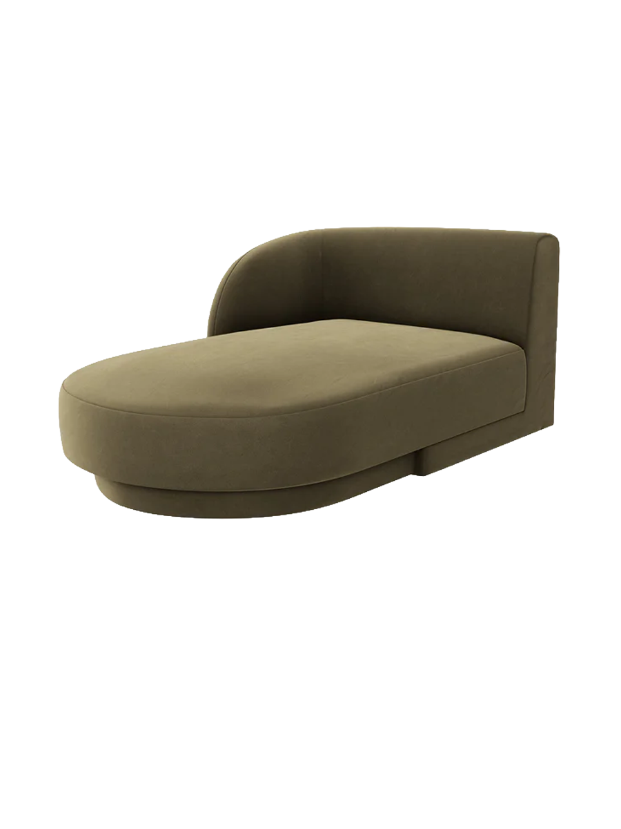 
Chaiselongue modulaire « Miley » - Velours vert / Accoudoir gauche