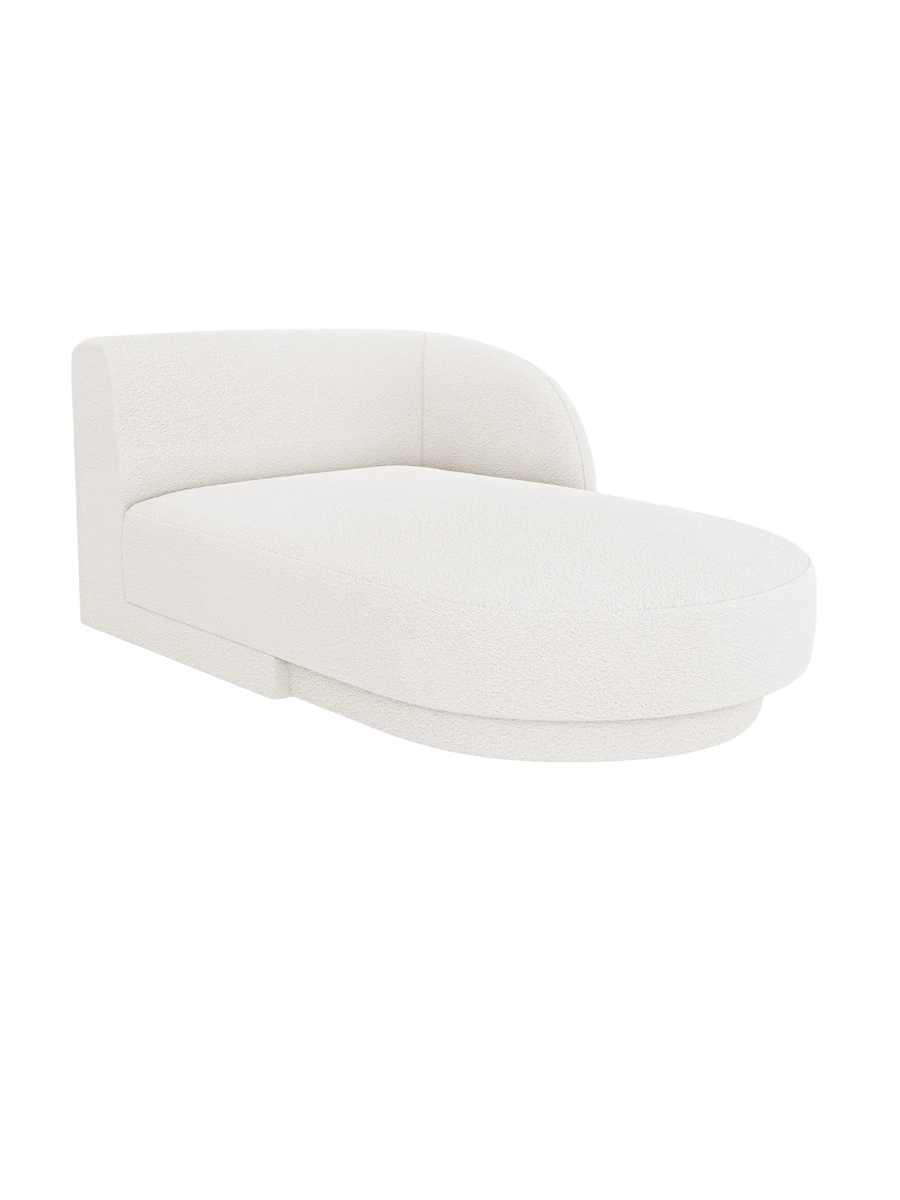 
Chaiselongue modulaire « Miley » - Bouclé blanc / Accoudoir droit