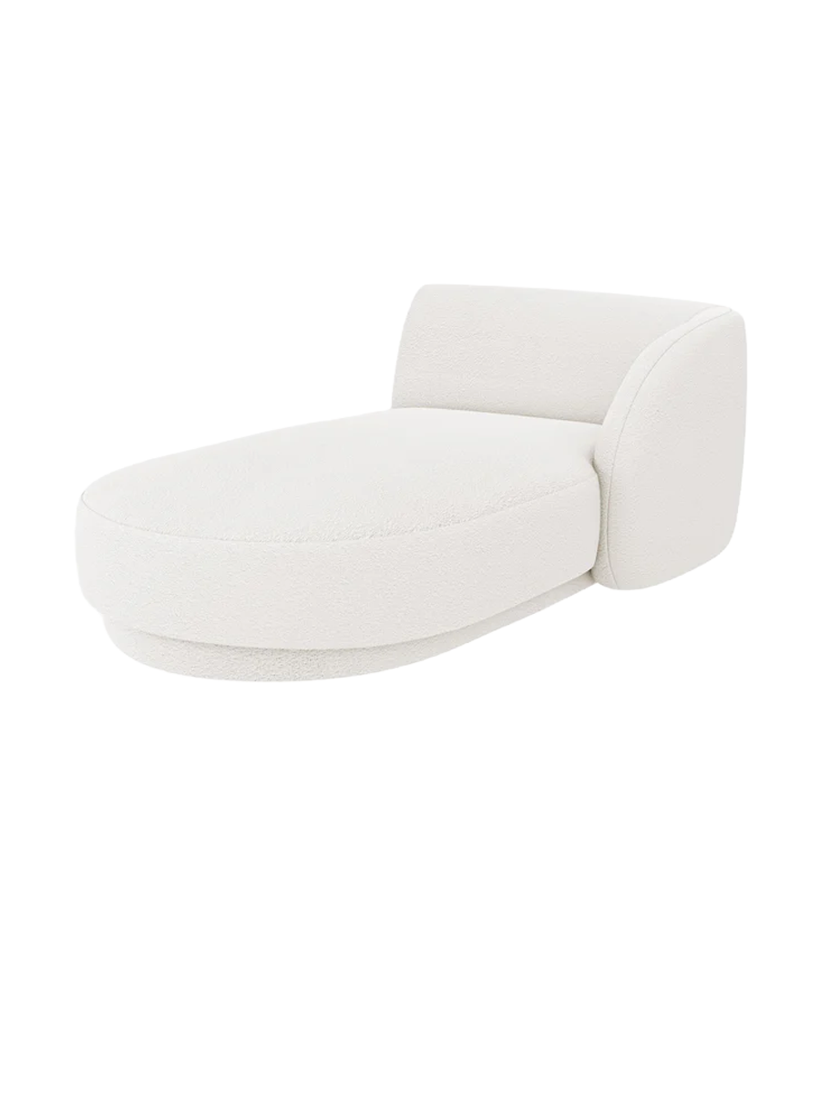 
Chaiselongue modulaire « Miley » - Bouclé blanc / Accoudoir droit