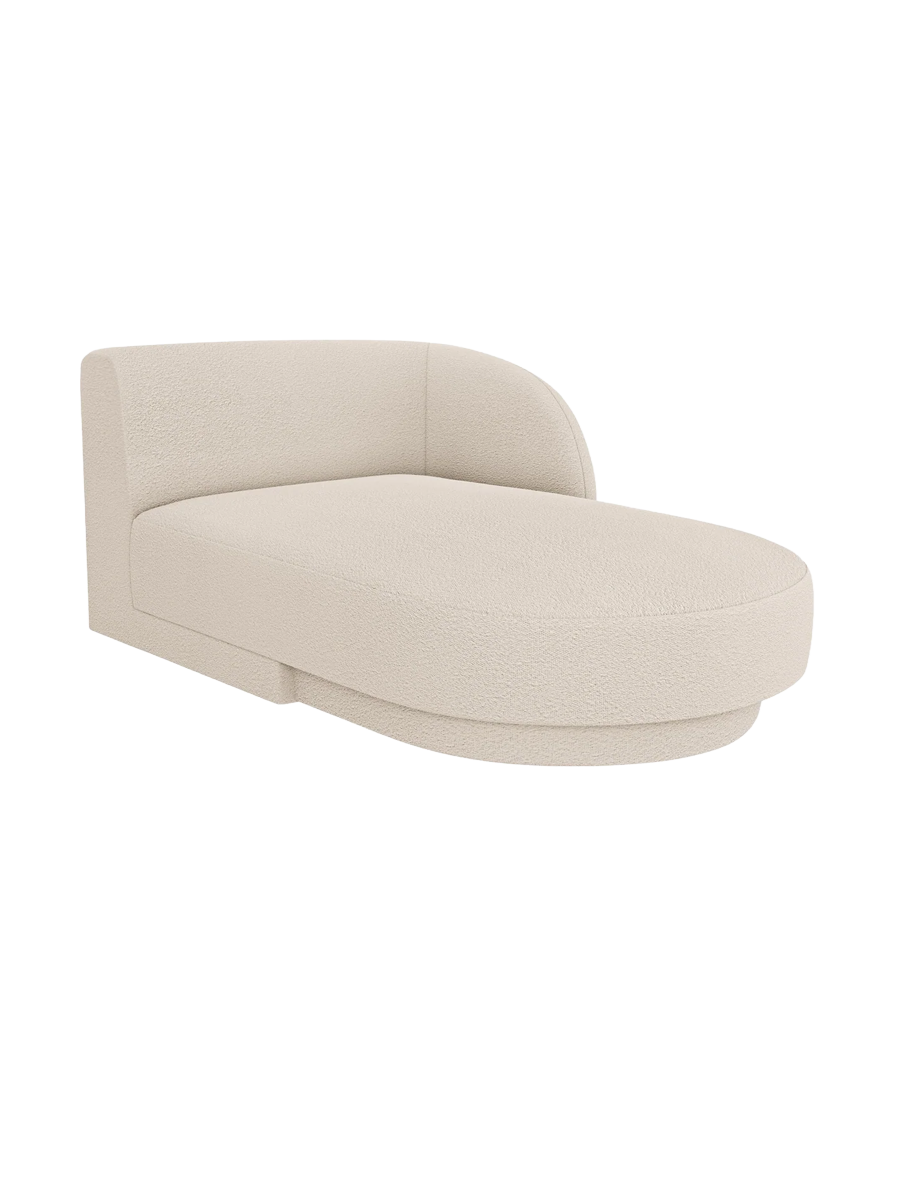 
Chaiselongue modulaire « Miley » - Bouclé beige / Accoudoir droit