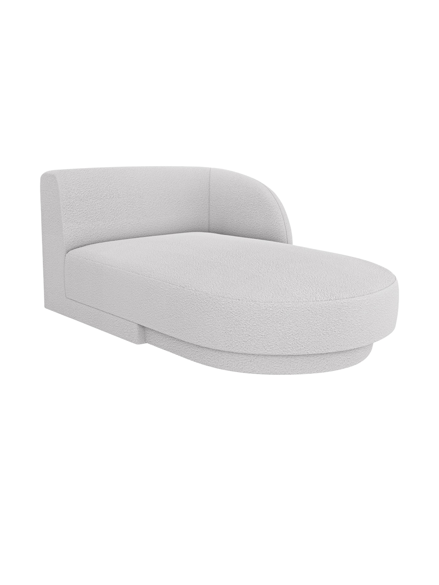 
Chaiselongue modulaire « Miley » - Bouclé gris clair / Accoudoir droit