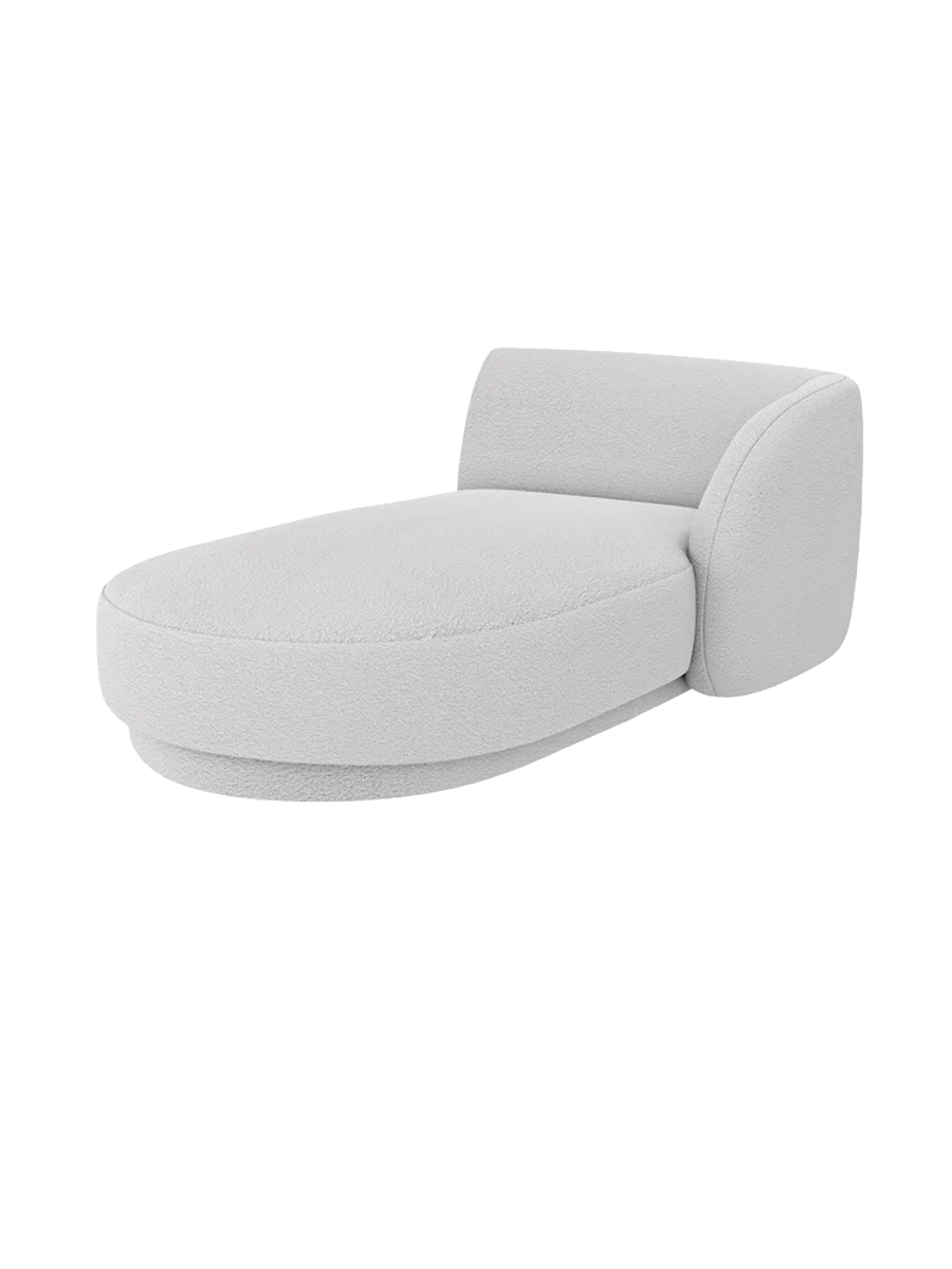 
Chaiselongue modulaire « Miley » - Bouclé gris clair / Accoudoir droit