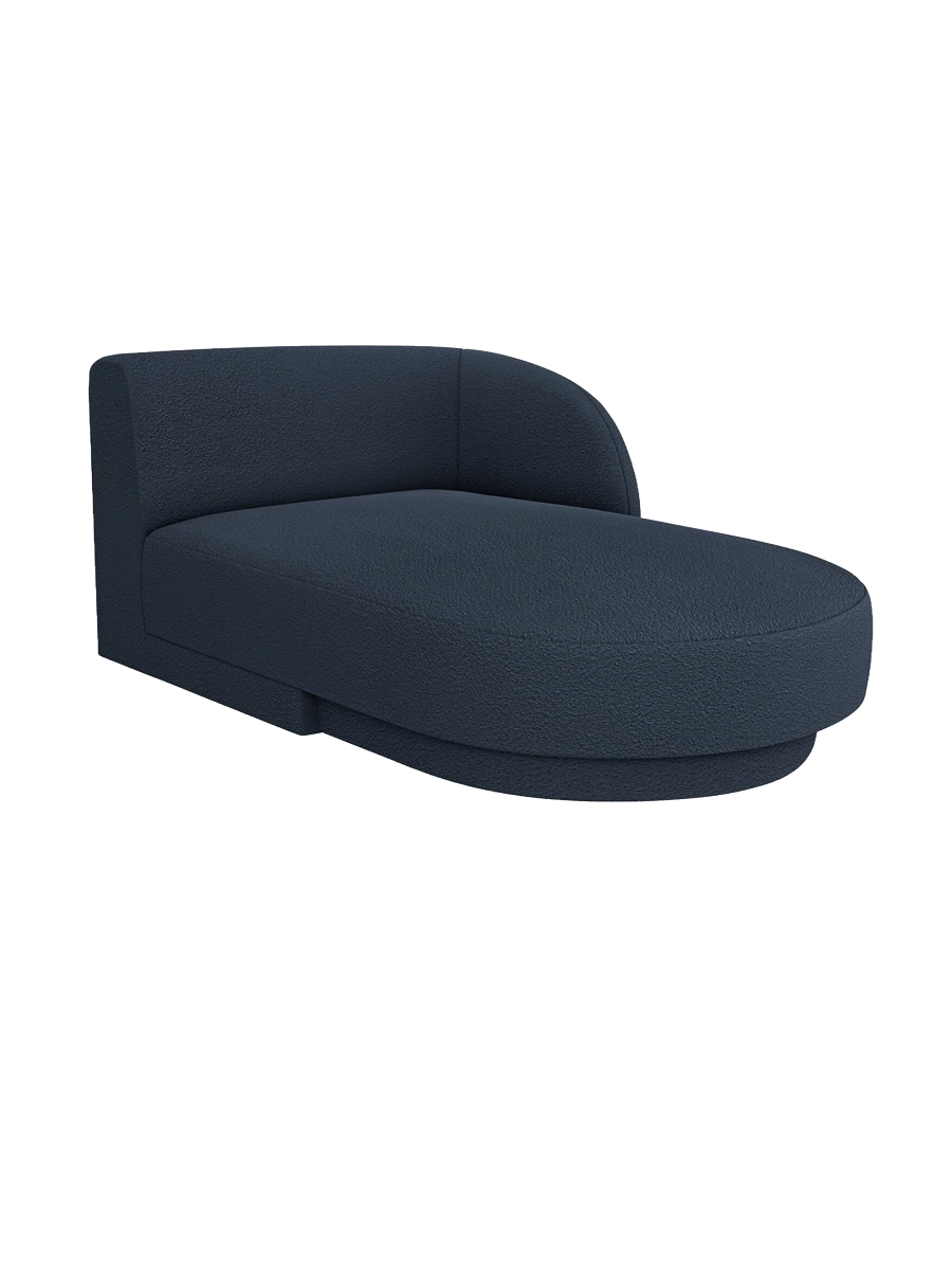 
Chaiselongue modulaire « Miley » - Bouclé bleu foncé / Accoudoir droit