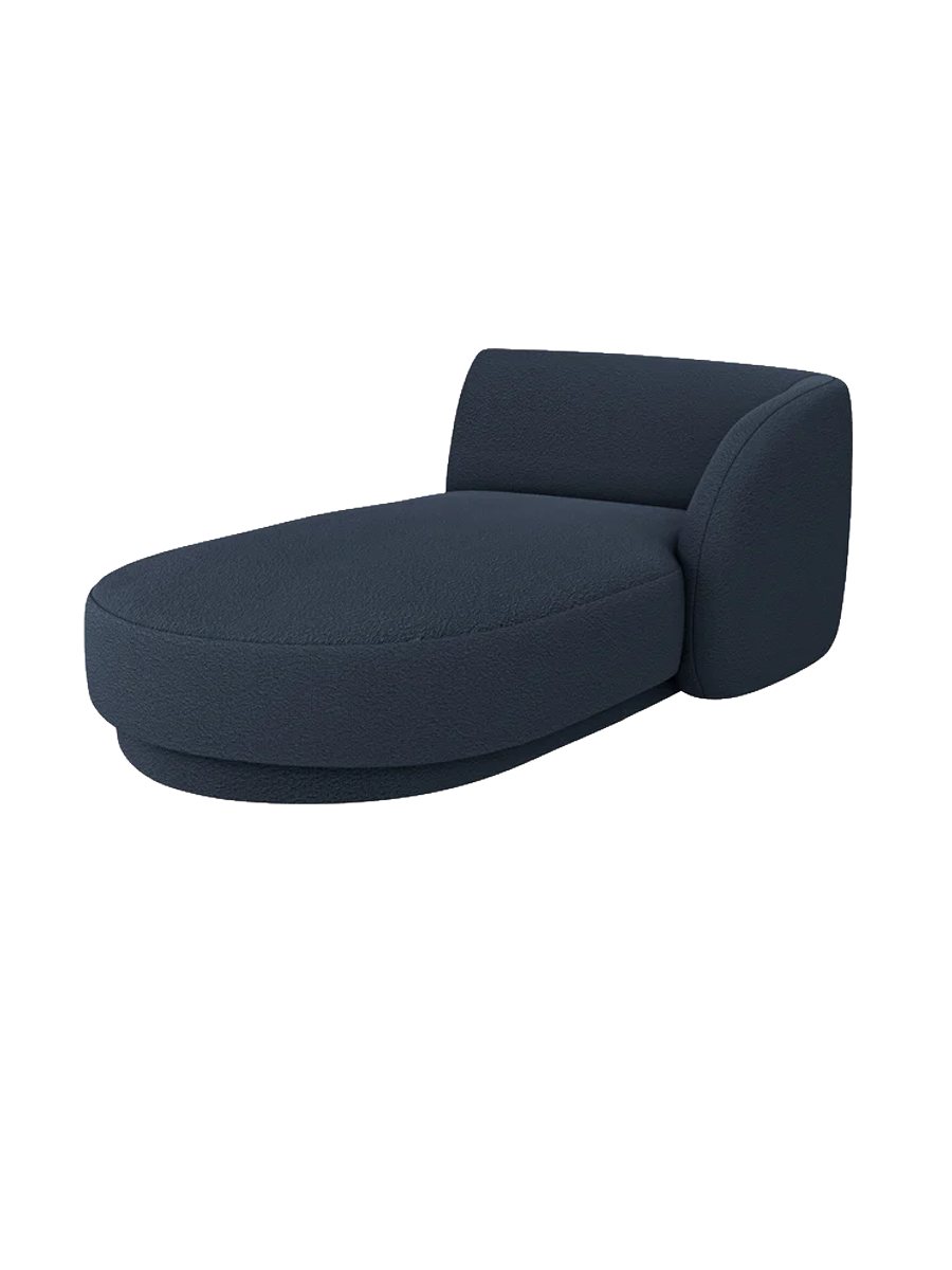 
Chaiselongue modulaire « Miley » - Bouclé bleu foncé / Accoudoir droit