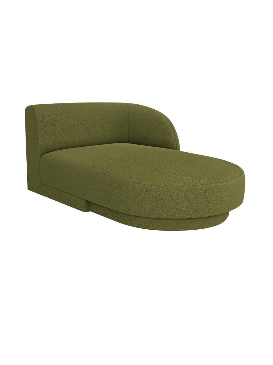 
Chaiselongue modulaire « Miley » - Bouclé Vert Olive / Accoudoir droit