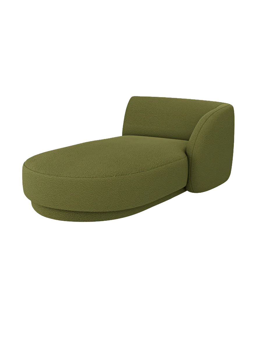 
Chaiselongue modulaire « Miley » - Bouclé Vert Olive / Accoudoir droit