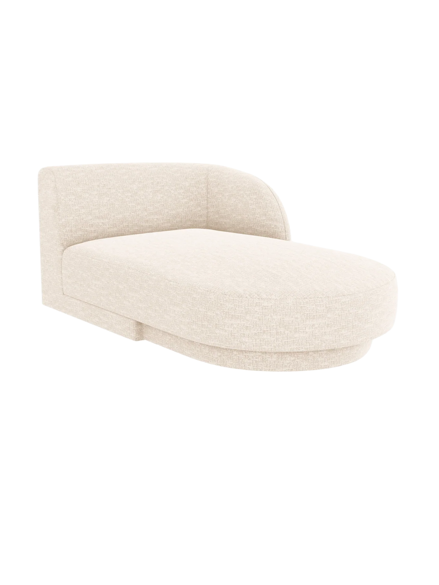 
Chaiselongue modulaire « Miley » - Chenille Beige Clair / Accoudoir droit