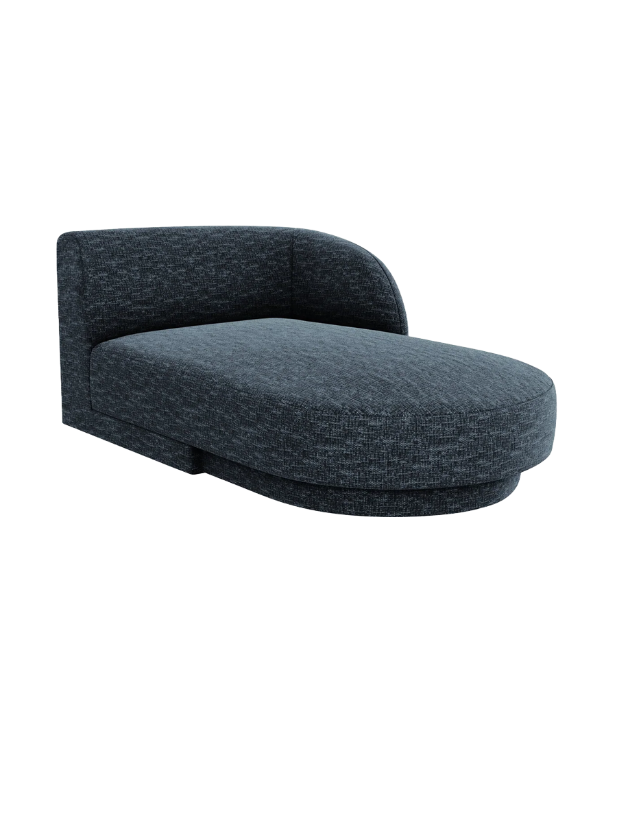 
Chaiselongue modulaire « Miley » - Chenille bleu foncé / Accoudoir droit