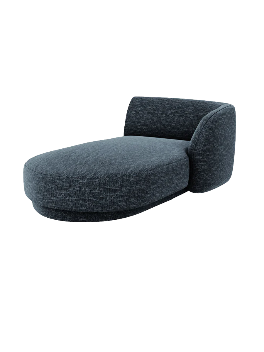 
Chaiselongue modulaire « Miley » - Chenille bleu foncé / Accoudoir droit