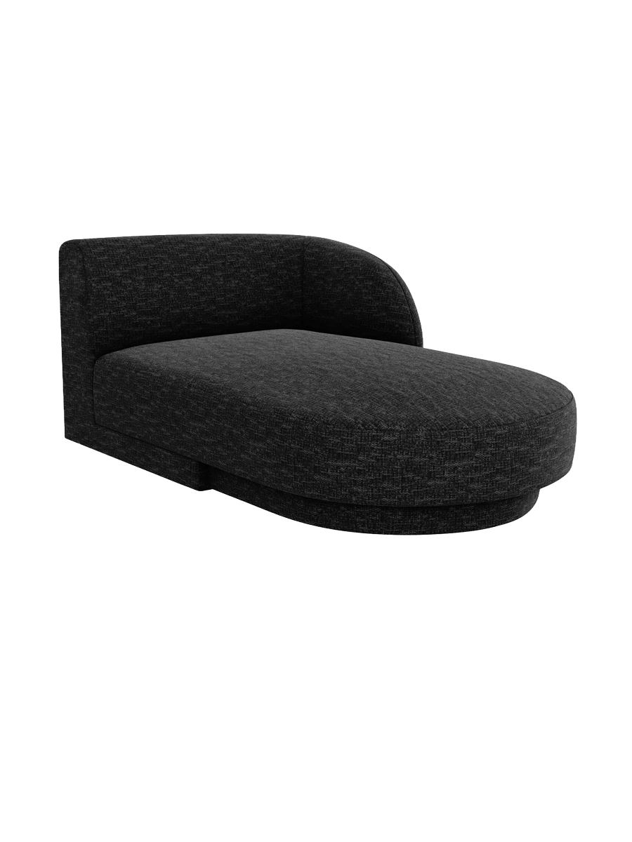 
Chaiselongue modulaire « Miley » - Chenille noir / Accoudoir droit
