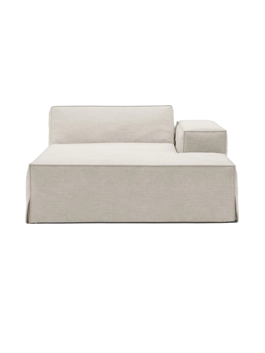 
Chaiselongue modulable « Jodie » avec revêtement déhoussable - Naturel / Accoudoir droit