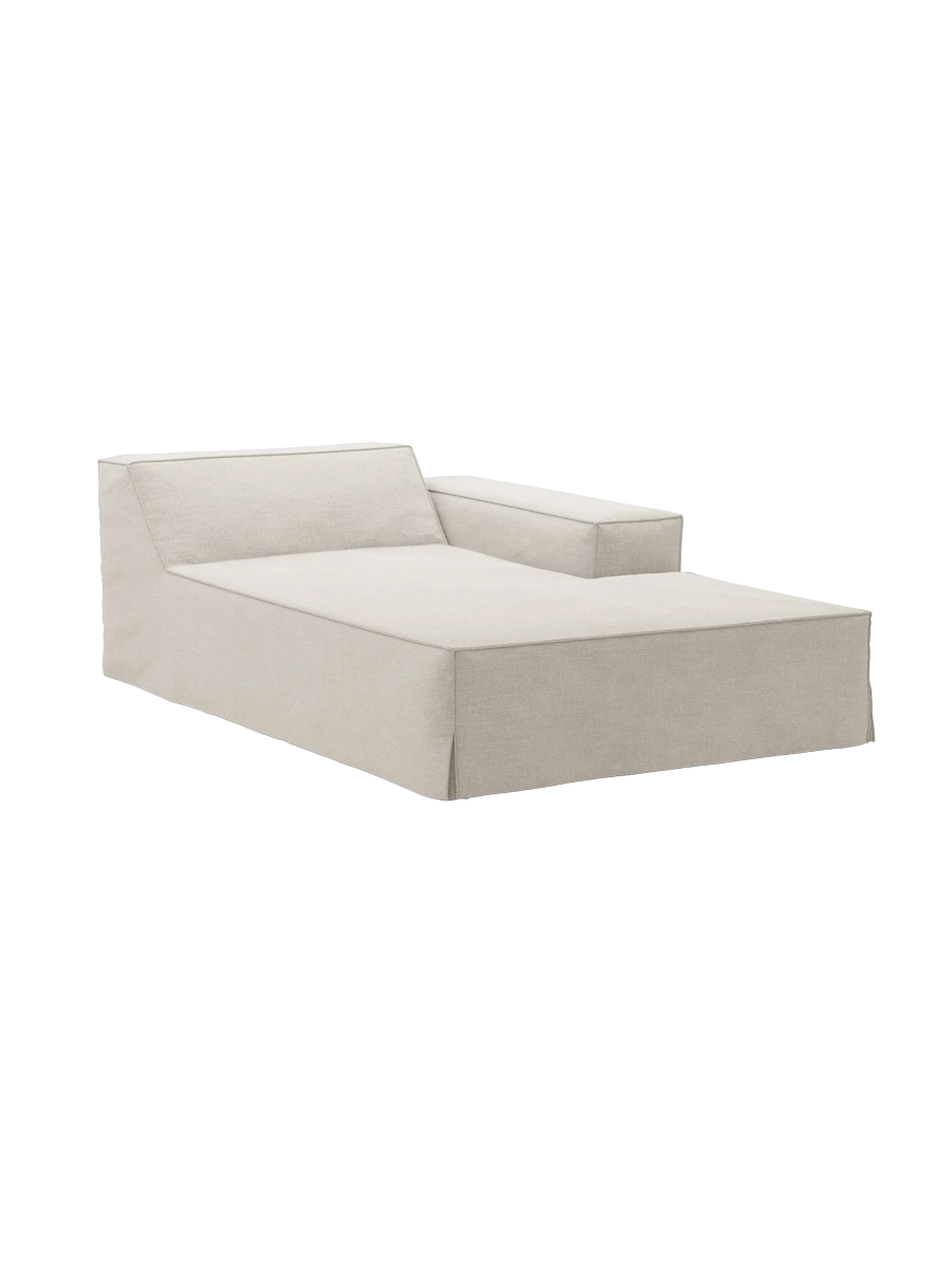 
Chaiselongue modulable « Jodie » avec revêtement déhoussable - Naturel / Accoudoir droit