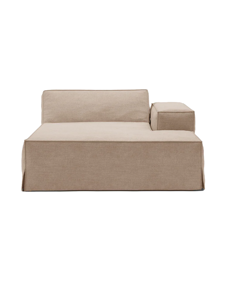 
Chaiselongue modulable « Jodie » avec revêtement déhoussable - Sable / Accoudoir droit