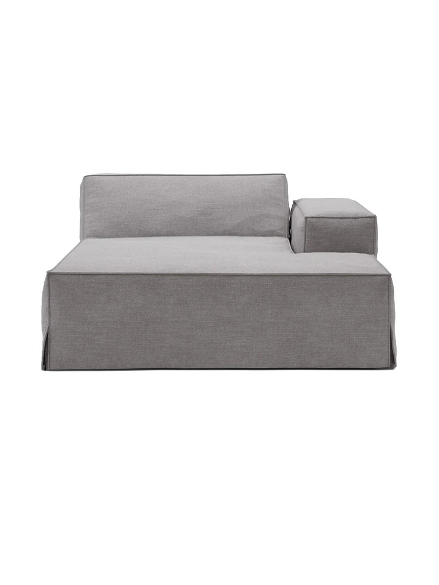 
Chaiselongue modulable « Jodie » avec revêtement déhoussable - Gris / Accoudoir droit