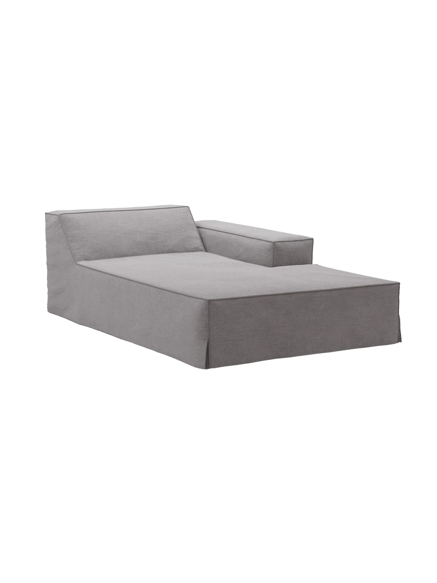 
Chaiselongue modulable « Jodie » avec revêtement déhoussable - Gris / Accoudoir droit